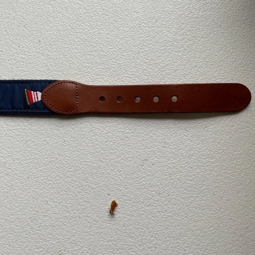 Blue and Red Patterned Belt with Nautical Flags 34”